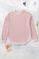 Pink crew neck ribbed trim waffle knit top - long sleeve tops