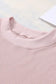 Pink crew neck ribbed trim waffle knit top - long sleeve tops