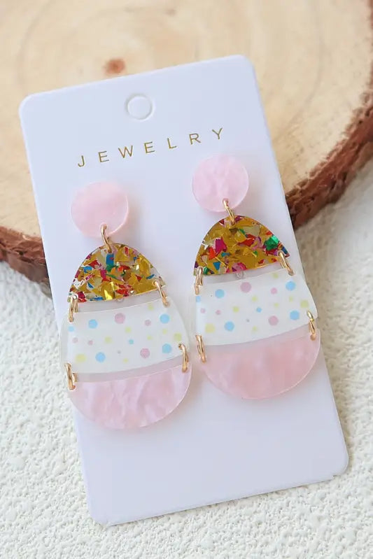 Pink cute easter egg shape drop earrings - accessories