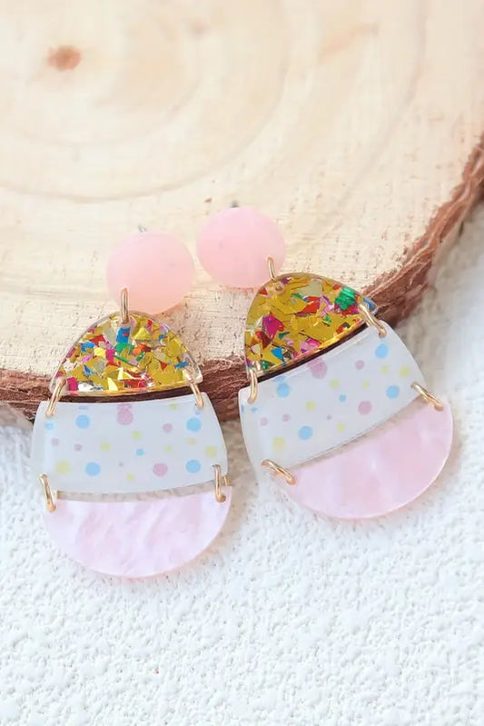 Pink cute easter egg shape drop earrings - accessories