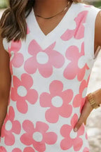 Pink Cute Flower Knitted Tank Top - Fashionfitz