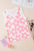 Pink Cute Flower Knitted Tank Top - Fashionfitz