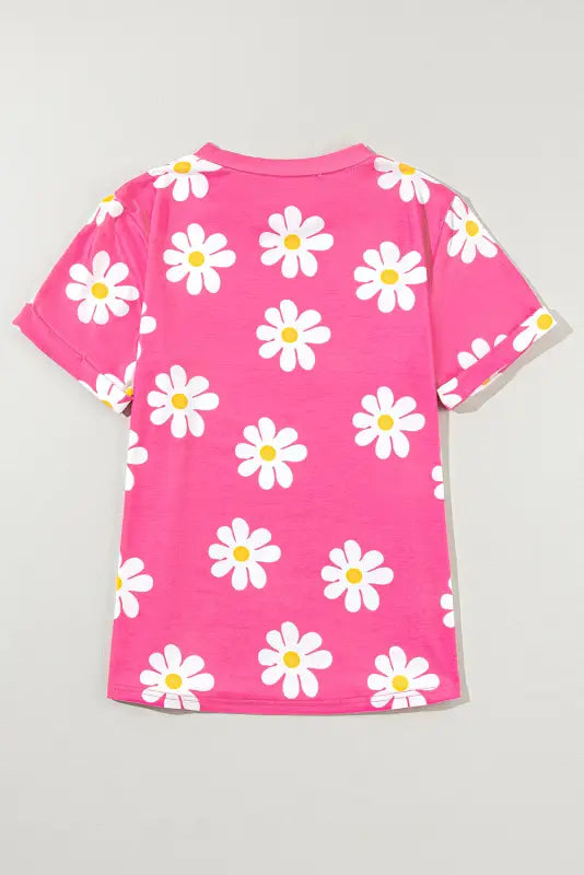 Pink daisy t-shirt - crewneck - tees