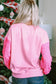 Pink double heart patch sequined sleeves plus size sweatshirt - graphic