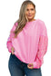 Pink double heart patch sequined sleeves plus size sweatshirt - graphic