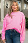 Pink double heart patch sequined sleeves plus size sweatshirt - graphic