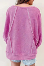 Pink Exposed Seam Terry Pullover - Fashionfitz