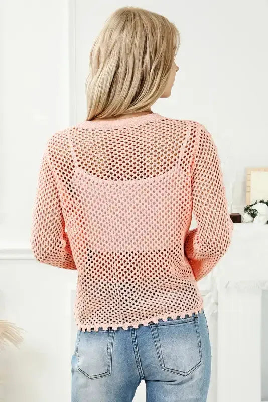 Pink Eyelet Bell Sweater - Fashionfitz