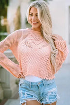 Pink Eyelet Bell Sweater - Fashionfitz