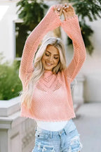 Pink Eyelet Bell Sweater - Fashionfitz