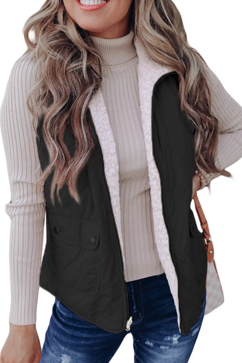 Pink fleece lined quilted vest coats - outerwear
