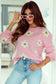 Pink floral drop shoulder sweater - sweaters