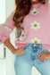 Pink floral drop shoulder sweater - sweaters