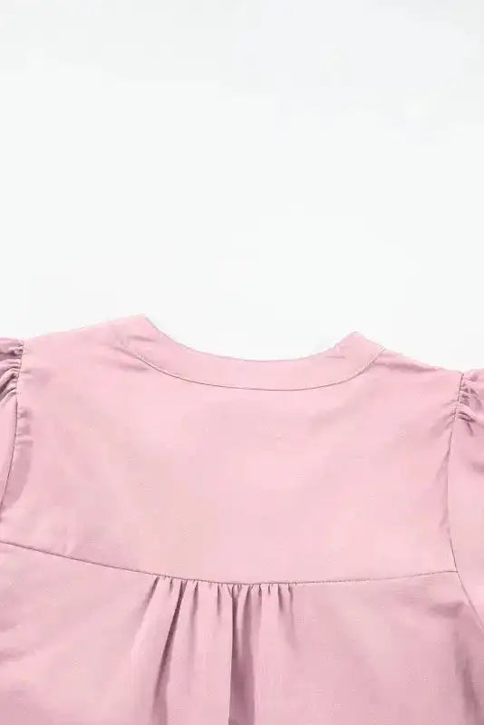 Pink Floral Embroidered Puff Sleeve Blouse - Fashionfitz