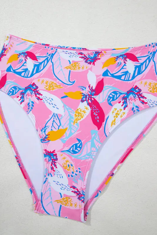 Pink floral high waist bikini