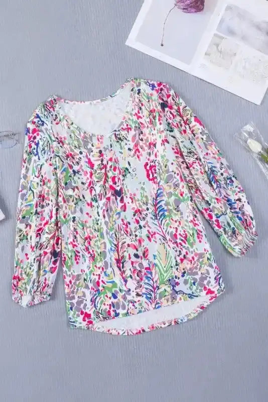 Pink Floral Print Ruffle Sleeve Babydoll Top - Fashionfitz