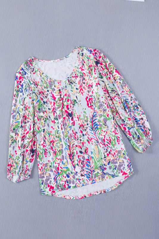 Pink floral print ruffle sleeve babydoll top - t-shirts