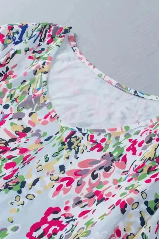 Pink Floral Print Ruffle Sleeve Babydoll Top - Fashionfitz