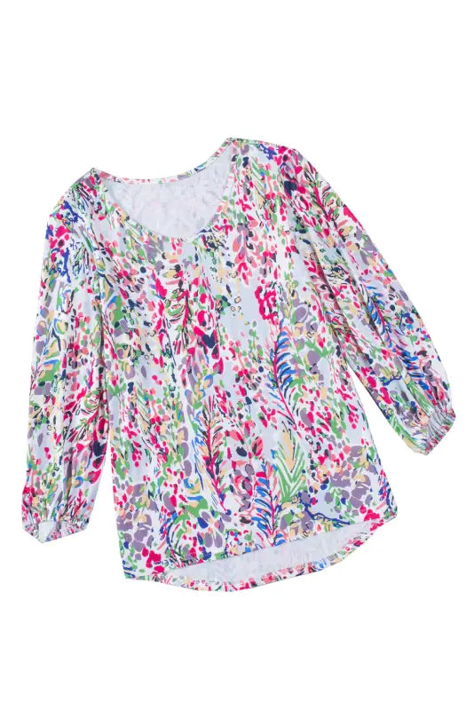 Pink floral print ruffle sleeve babydoll top - t-shirts