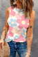 Pink floral round neck tank top - tops/tank tops