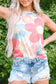 Pink floral round neck tank top - tops/tank tops