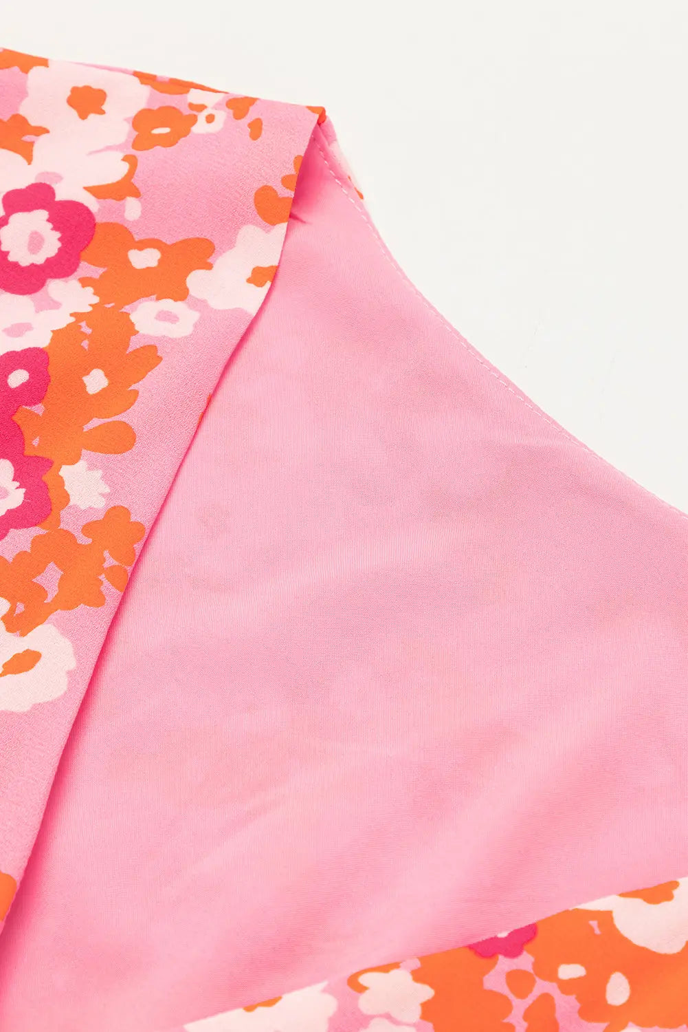 Pink floral v neck short ruffle tiered dress - dresses