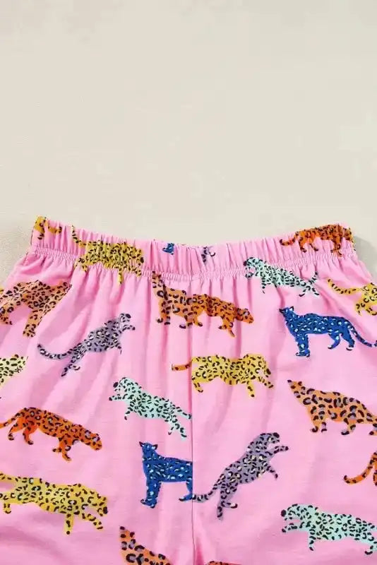 Pink Flower Print Two Piece Shorts Set - Fashionfitz