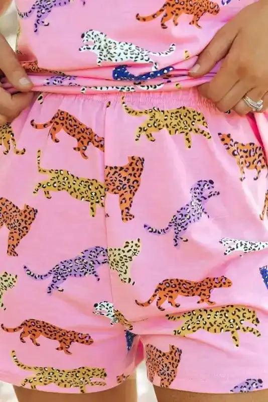 Pink Flower Print Two Piece Shorts Set - Fashionfitz