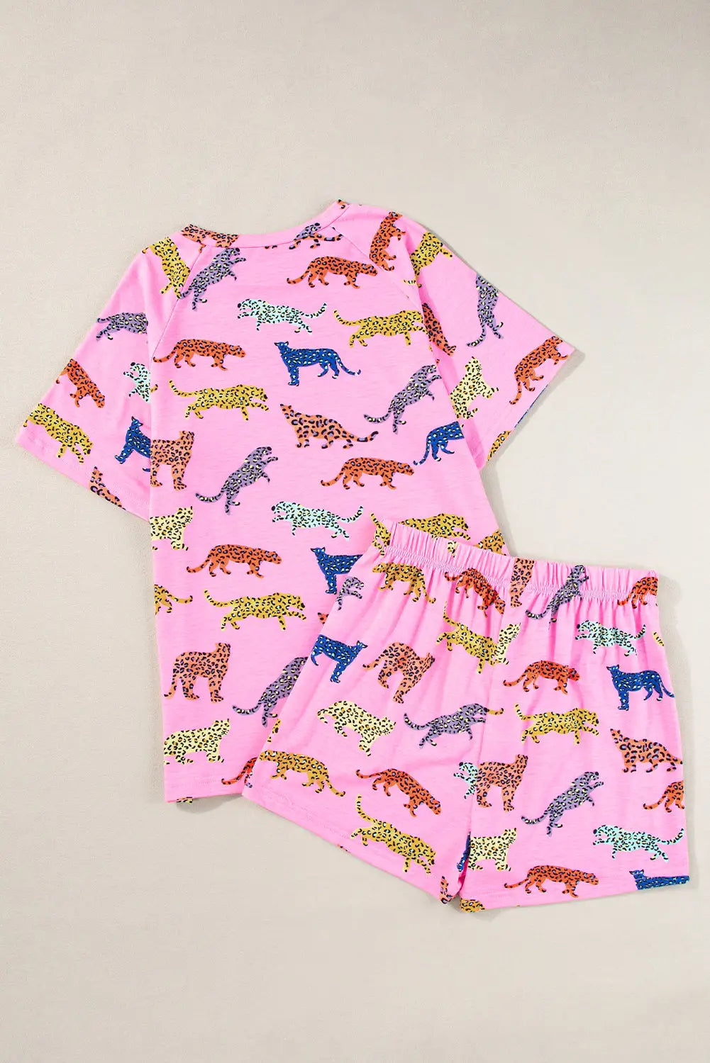Pink flower print two piece shorts set - sets