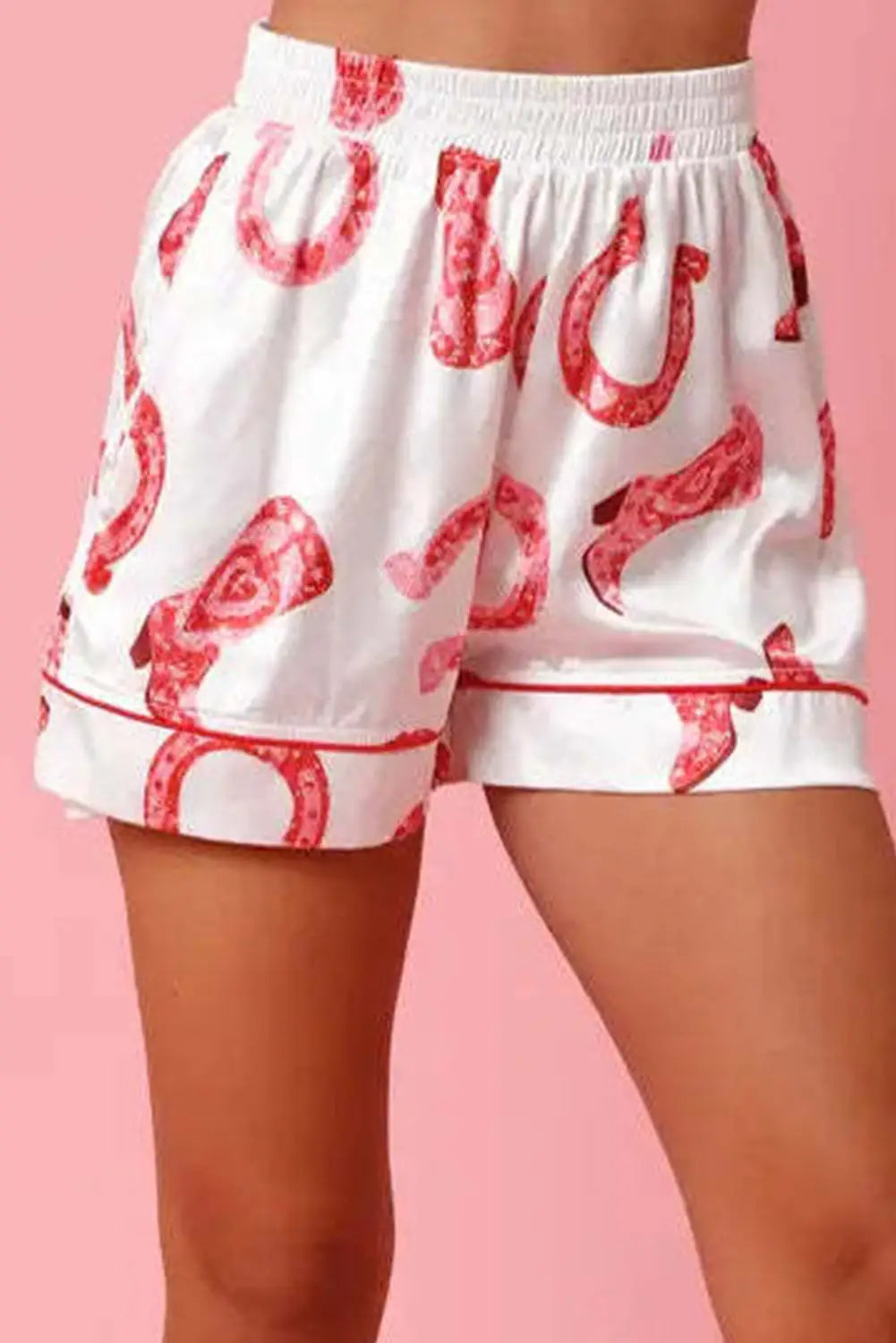 Pink full pattern shirt and shorts satin pajama set - sets