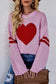 Pink heart graphic wide sleeves sweater - sweaters & cardigans