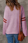 Pink heart graphic wide sleeves sweater - sweaters & cardigans