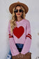 Pink heart graphic wide sleeves sweater - sweaters & cardigans