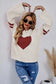 Pink heart graphic wide sleeves sweater - sweaters & cardigans