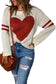 Pink heart graphic wide sleeves sweater - sweaters & cardigans