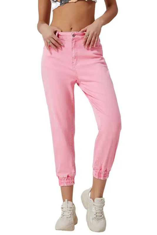 Pink high waist jeans