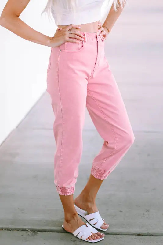 Pink high waist jeans