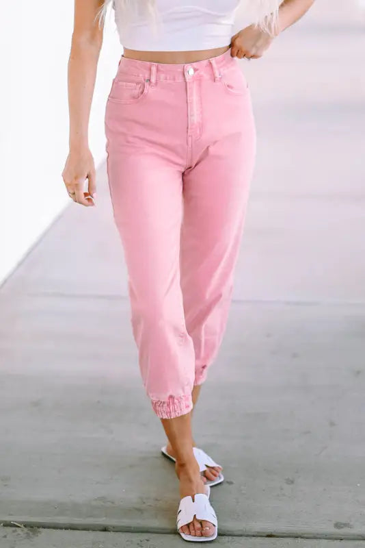 Pink high waist jeans