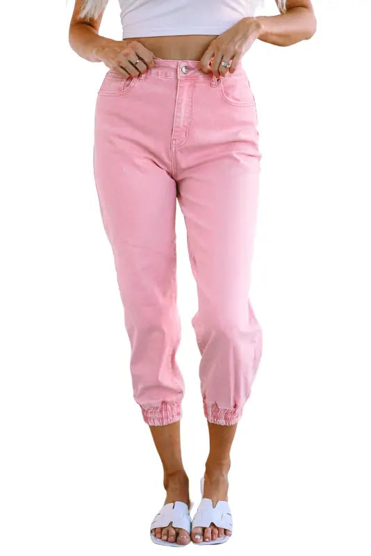 Pink high waist jeans