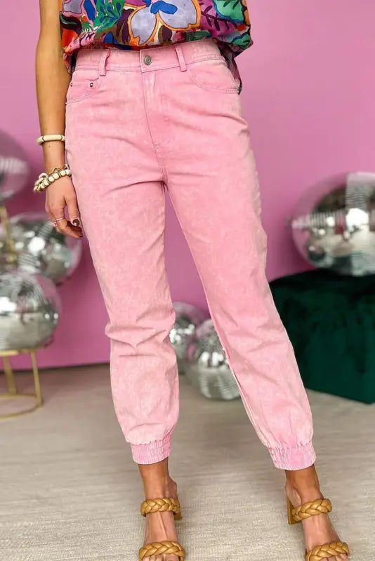 Pink high waist jeans