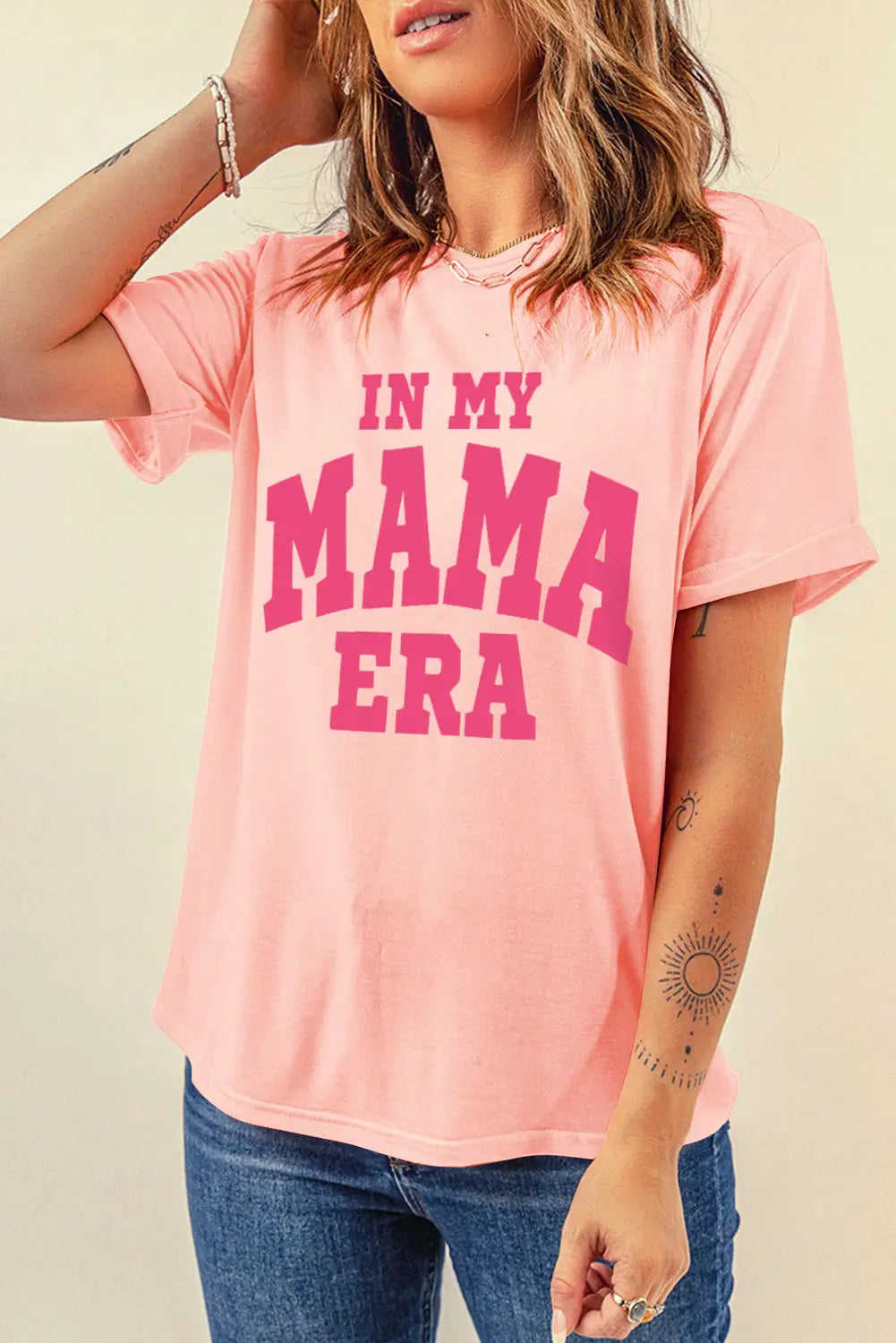 Pink in my mama era crew neck graphic t shirt - t-shirts