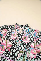 Pink Leopard Floral Print Wavy Embellished Mini Dress - Fashionfitz