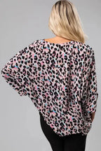 Pink Leopard Oversized Blouse - Fashionfitz