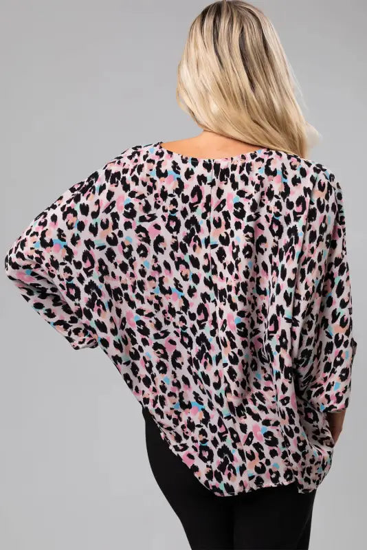 Pink leopard oversized blouse