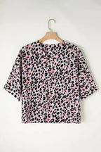 Pink Leopard Oversized Blouse - Fashionfitz
