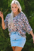 Pink Leopard Oversized Blouse - Fashionfitz