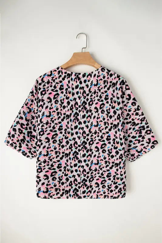 Pink leopard oversized blouse