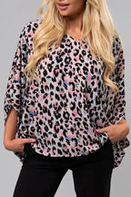 Pink Leopard Oversized Blouse - Fashionfitz