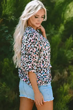 Pink Leopard Oversized Blouse - Fashionfitz