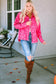 Pink leopard print denim jacket - shackets